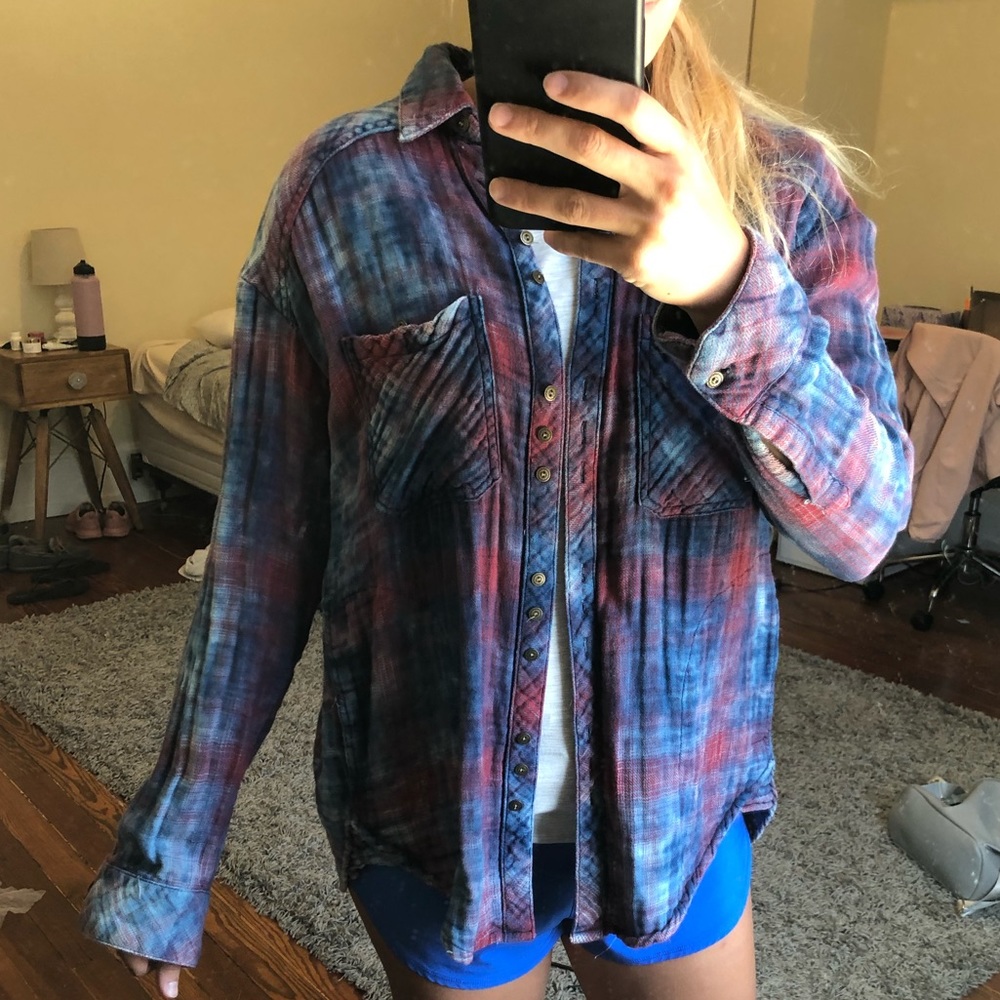 Free people distressed flannel